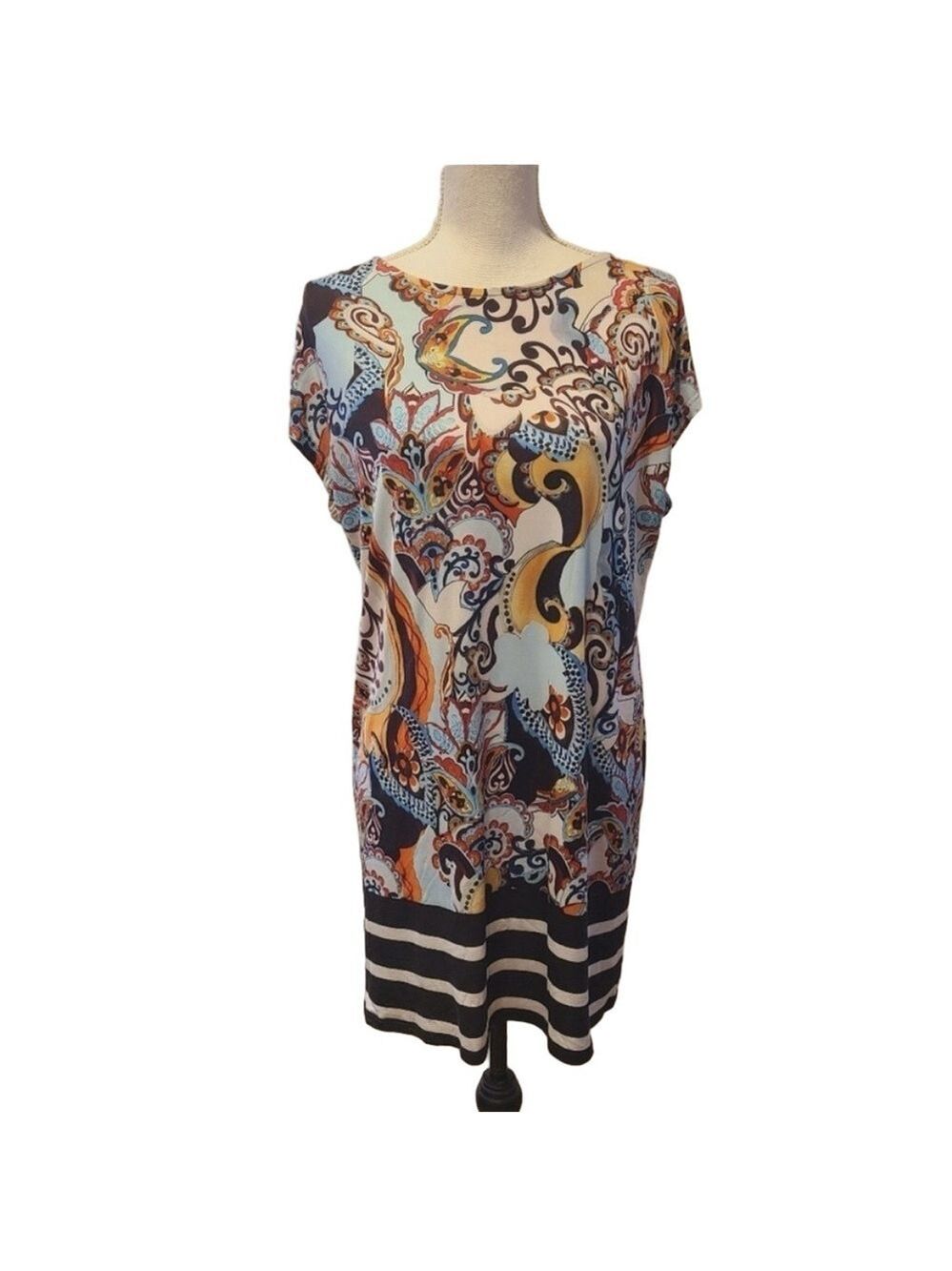 Mely New York Boho Watercolor Abstract Dress Size M Flowy Vintage